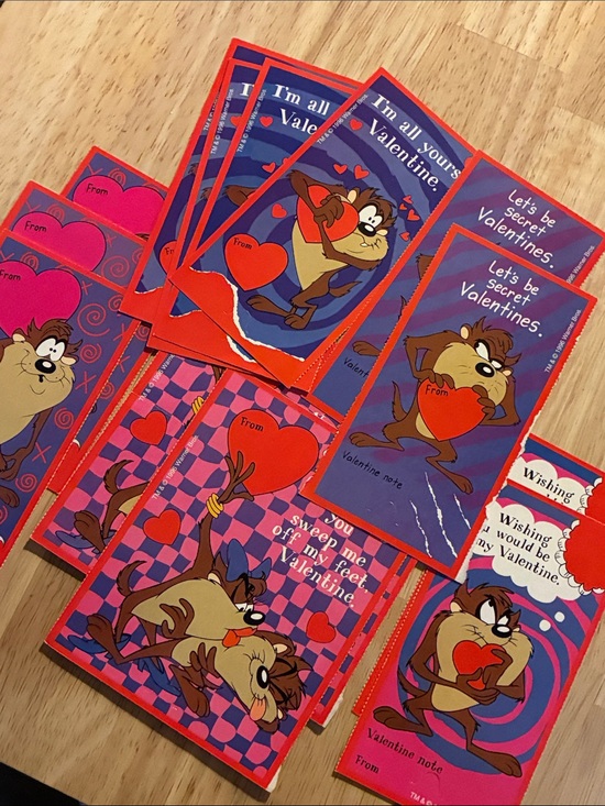Warner Bros. Other - Vintage 1996 Warner Bros. Taz Valentine's Day Cards - Red & Purple